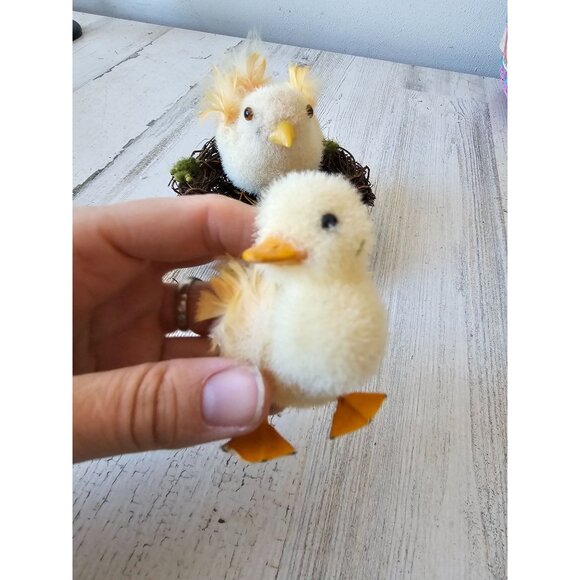 Vintage fluffy bird nest baby ducks Easter spring for life-size unique feathers - Picture 5 of 11